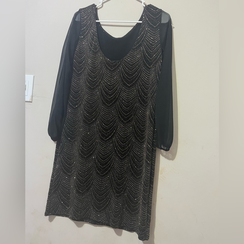 Onyx Nite Black and Gold Glitter Dress